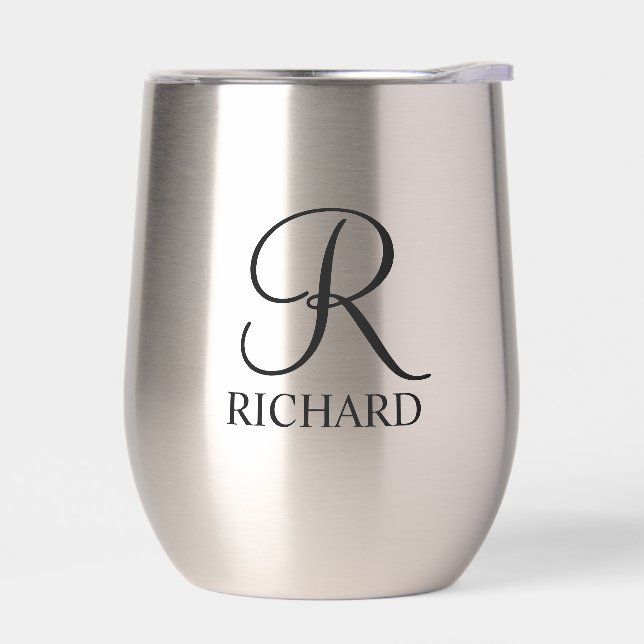 Personalized Name and Monogram Thermal Wine Tumbler (Left)