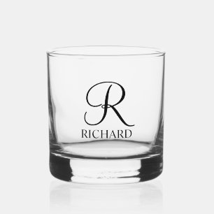 Personalized Name and Monogram Whiskey Glass