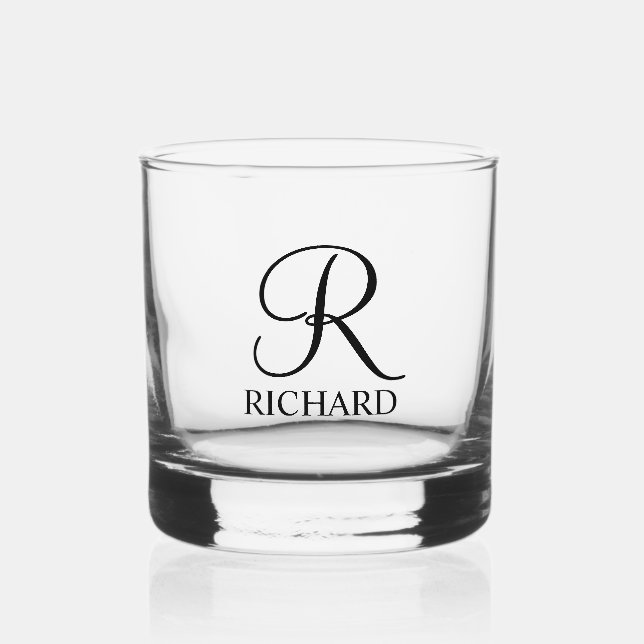 Personalized Name and Monogram Whiskey Glass (Front)