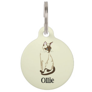 Personalized Name and No. Phone - Siamese Cat Pet ID Tag
