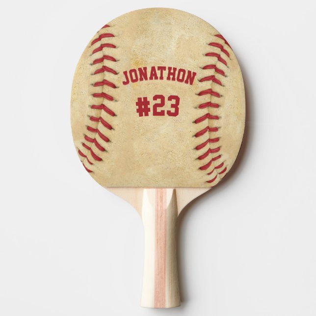 Personalized Name and Number Baseball Both Sides Ping-Pong Paddle (Front)
