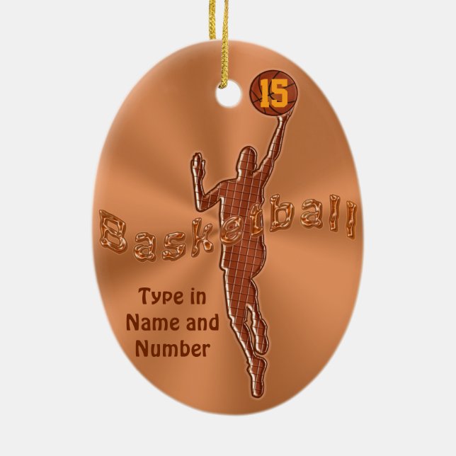 Personalized NAME and NUMBER Basketball Ornaments (Back)