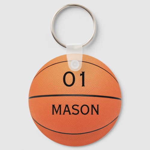 Personalized Name and Number Basketball Sports Keychain