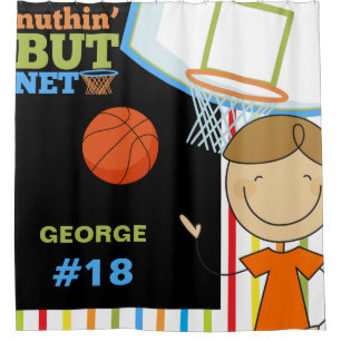Personalized Name and Number Boys Basketball Shower Curtain