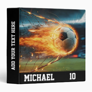 Personalized Name And Number Soccer Ball Football  3 Ring Binder