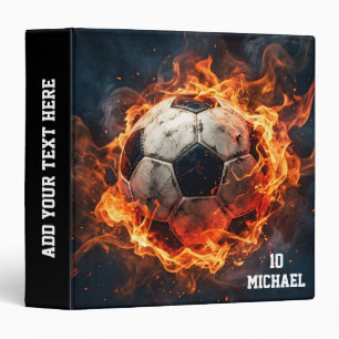 Personalized Name And Number Soccer Ball Football 3 Ring Binder