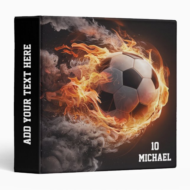 Personalized Name And Number Soccer Ball Football  3 Ring Binder (Front/Spine)