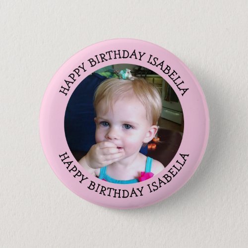 Personalized Name and Photo Birthday   Button