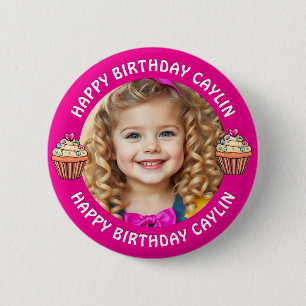 Personalized Name and Photo Birthday   Button