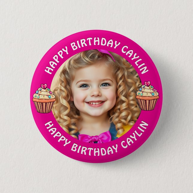 Personalized Name and Photo Birthday   Button (Front)
