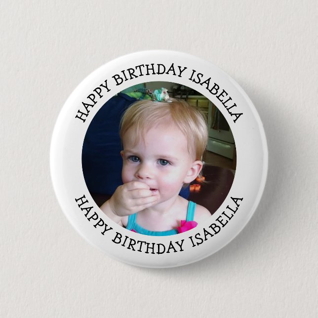 Personalized Name and Photo Birthday  Button (Front)