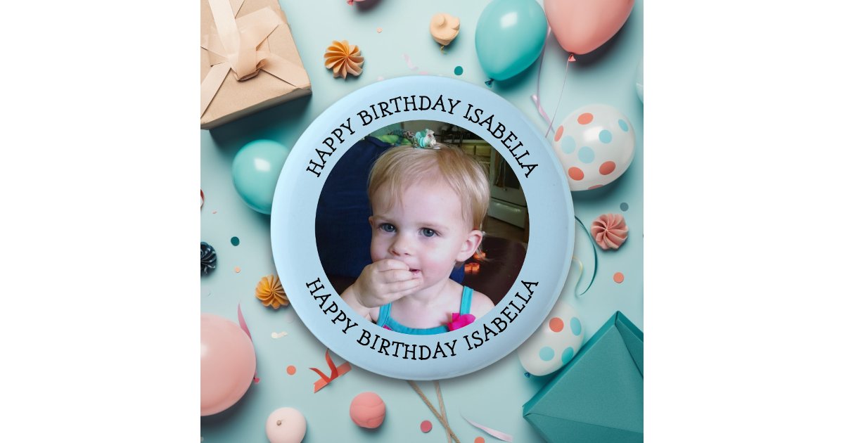 Personalized Name and Photo Birthday Button | Zazzle