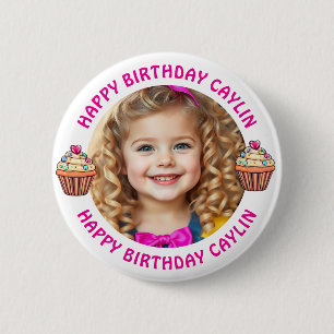 Personalized Name and Photo Birthday Button