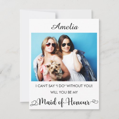 Personalized name and Photo Bridesmaid Proposal Thank You Card