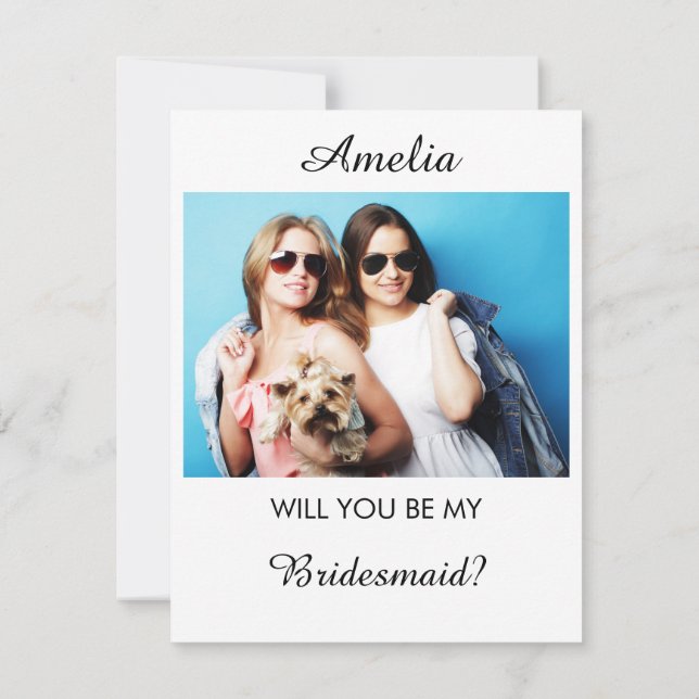 Personalized name and Photo Bridesmaid Proposal Thank You Card (Back)