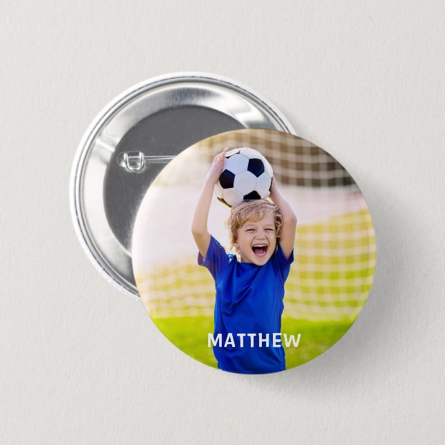 Personalized Name and Photo Football Sport  Button (Front & Back)