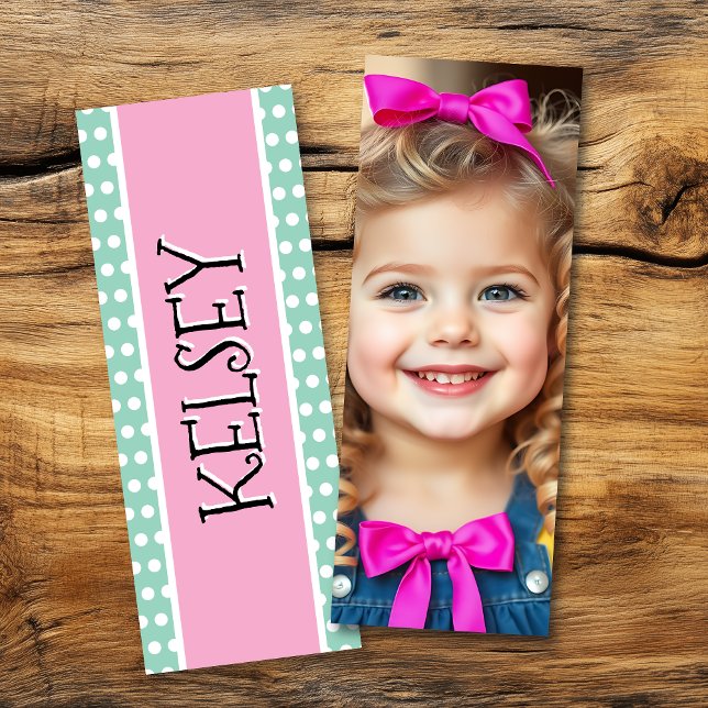 Personalized Name and Photo Polka Dot Bookmarks (Creator Uploaded)