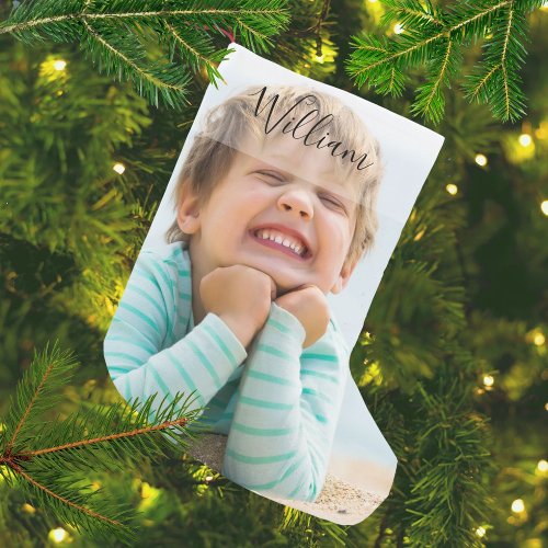 Personalized Name and Photo Small Christmas Stocking