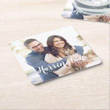Personalized Name and Photo Square Paper Coaster