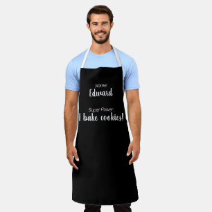 Personalized Name And Super Power Black and White Apron