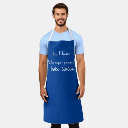 Personalized Name And Super Power Blue Apron