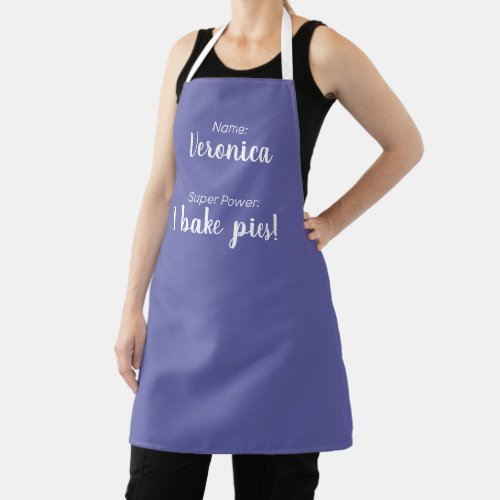 Personalized Name And Super Power Periwinkle Apron