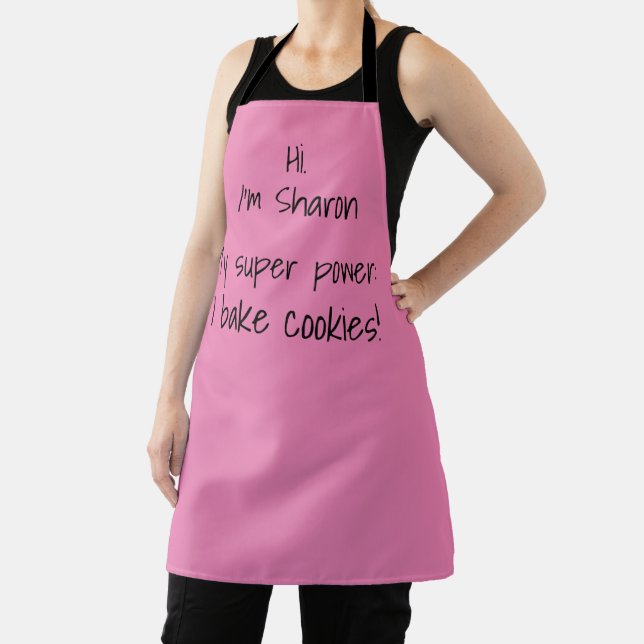 Personalized Name And Super Power Pink Apron (Insitu)