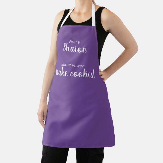 Personalized Name And Super Power Purple Apron (Insitu)