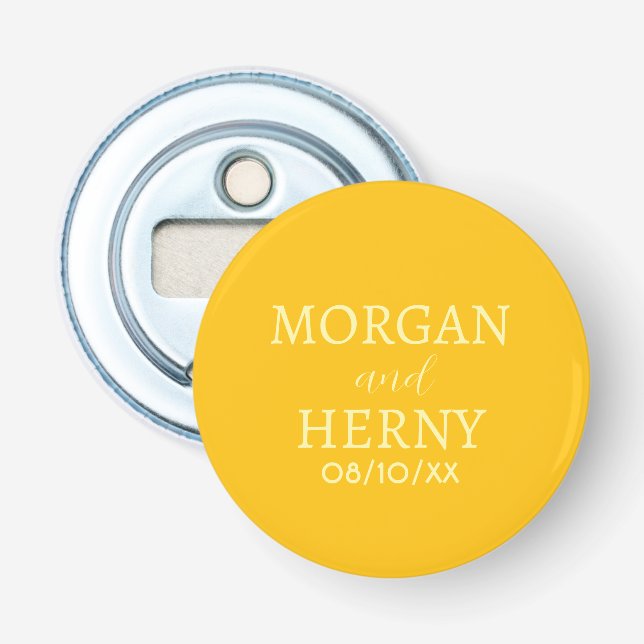 PERSONALIZED NAME AND TEXT STYLISH MODERN WEDDING BOTTLE OPENER (Front)