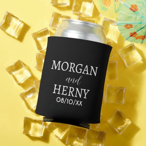 PERSONALIZED NAME AND TEXT STYLISH MODERN WEDDING CAN COOLER