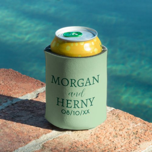 PERSONALIZED NAME AND TEXT STYLISH MODERN WEDDING CAN COOLER
