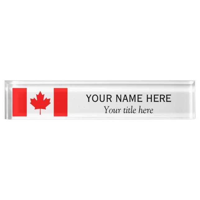 Personalized name and title Canadian flag Nameplate (Front)