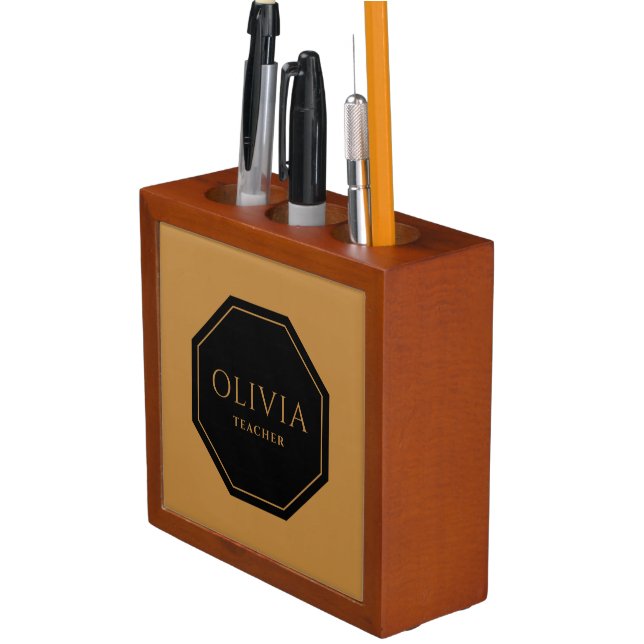 Personalized Name and Title Elegant Desk Organizer (In Situ)