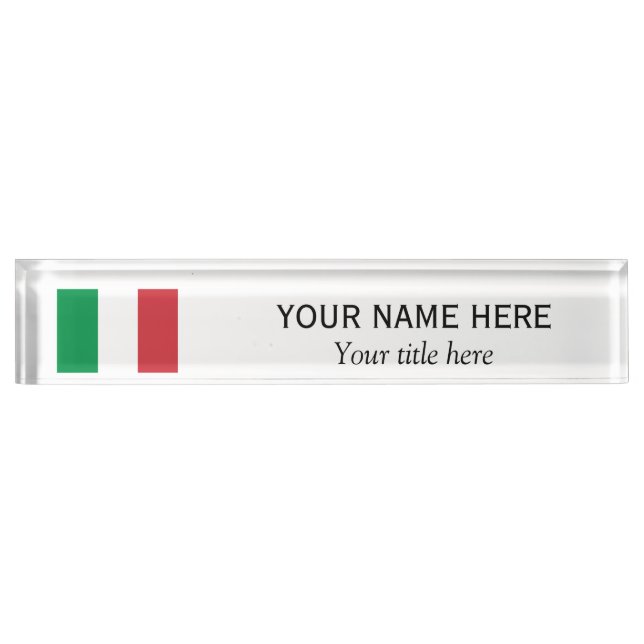 Personalized name and title Italian country flag Name Plate (Front)