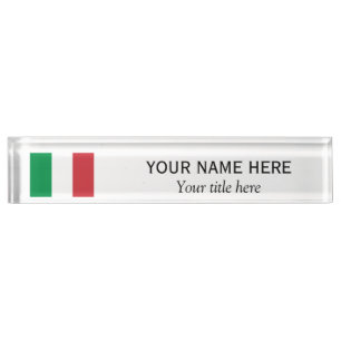 Personalized name and title Italian country flag Plate