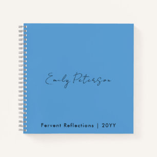 Personalized Name and Title, Simple Elegant  Blue  Notebook