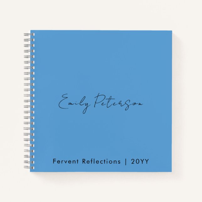 Personalized Name and Title, Simple Elegant  Blue  Notebook (Front)