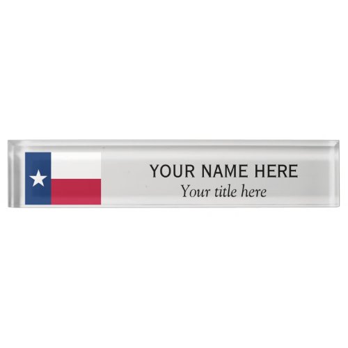 Personalized name and title Texas state flag Desk Name Plate