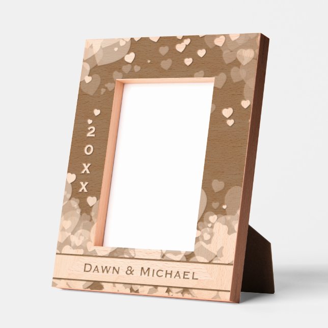 Personalized Name and Year Romantic Hearts Engraved Frames (Left)