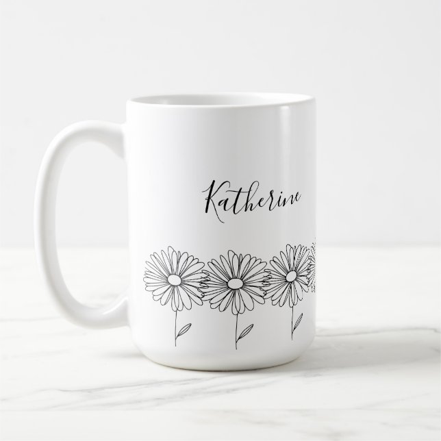 Personalized name April daisy Birth Flower Coffee Mug (Left)