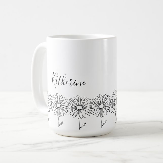 Personalized name April daisy Birth Flower Coffee Mug (Front Left)