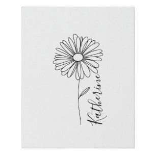 Personalized name April daisy Birth Flower Faux Canvas Print