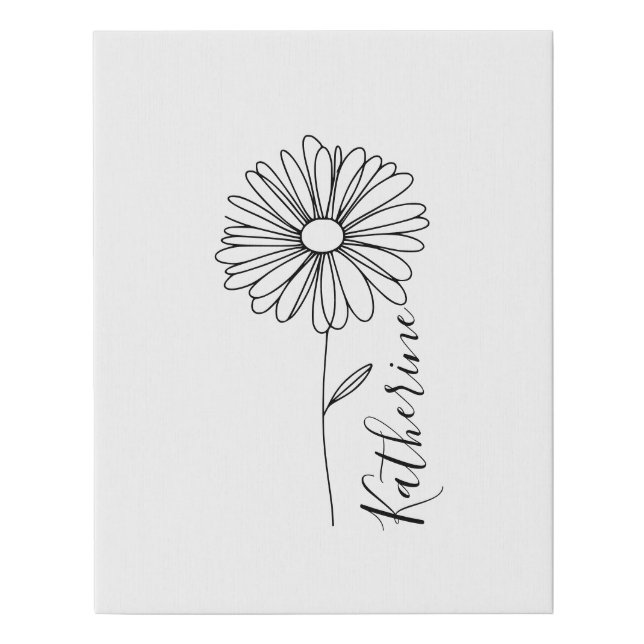 Personalized name April daisy Birth Flower Faux Canvas Print (Front)
