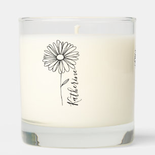 Personalized name April daisy Birth Flower Scented Candle