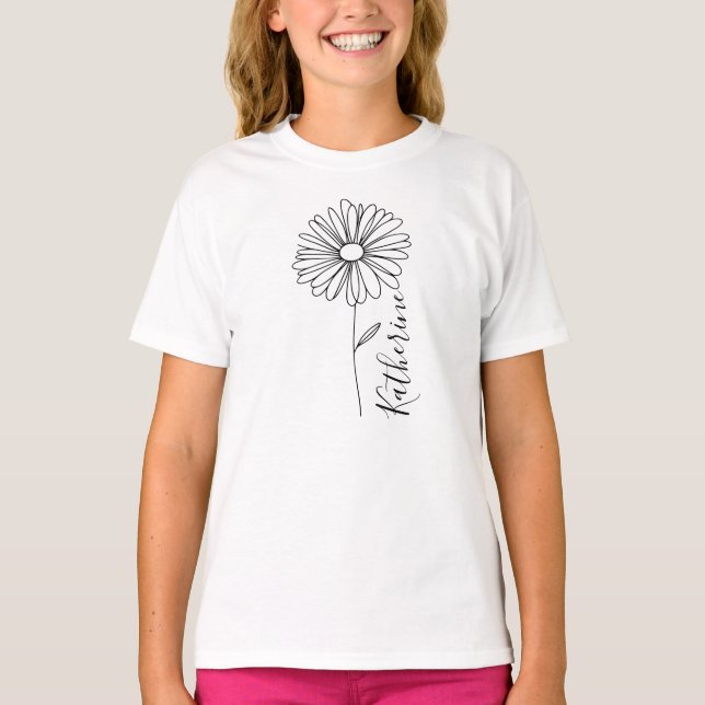 Personalized name April daisy Birth Flower T-Shirt (Front)