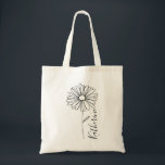 Personalized name April daisy Birth Flower Tote Bag<br><div class="desc">Celebrate a April birthday with a beautifully personalized gift featuring the daisy , the birth flower for April. This custom name birthday gift is designed to capture the essence of the daisy . Perfect for those who appreciate personalized and meaningful gifts, this design elegantly displays the recipient’s name alongside the...</div>