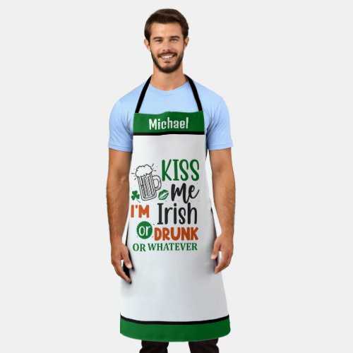 Personalized Name Aprons Kiss Me Im Irish Drunk Apron