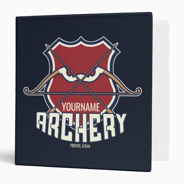 Personalized NAME Archery Sports Recurve Bow Arrow 3 Ring Binder (Front/Inside)