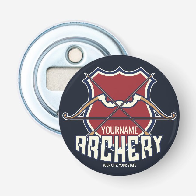 Personalized NAME Archery Sports Recurve Bow Arrow Bottle Opener (Front)