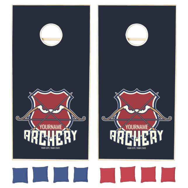 Personalized NAME Archery Sports Recurve Bow Arrow Cornhole Set (Set)